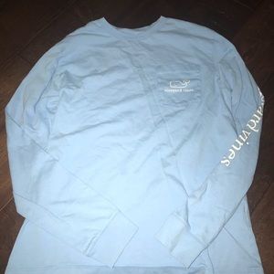 Boys L Blue Long Sleeve Vineyard Vines Tee